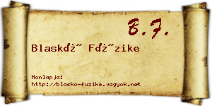 Blaskó Füzike névjegykártya